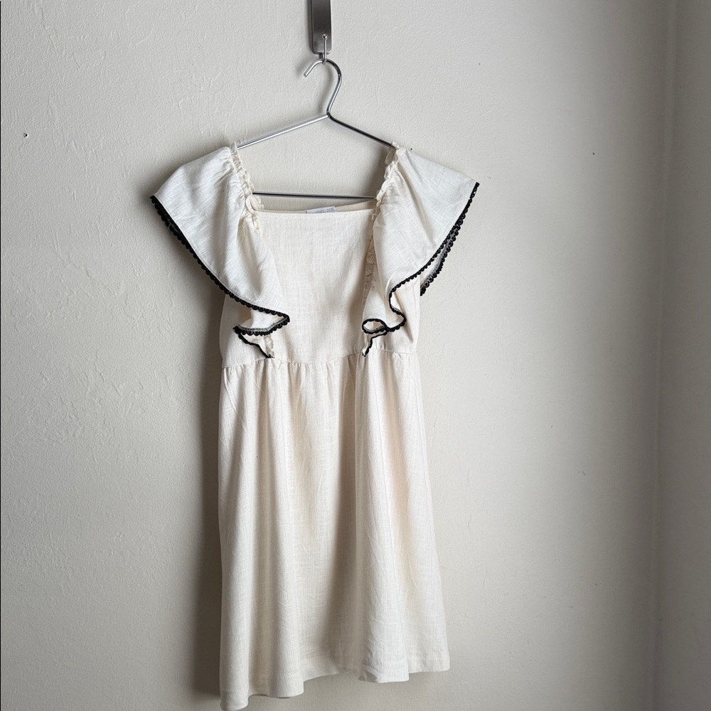 Rachel Zoe Ivory Kids Dress with Black Trim